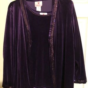 Quacker Factory 1x purple 2 piece top/jacket